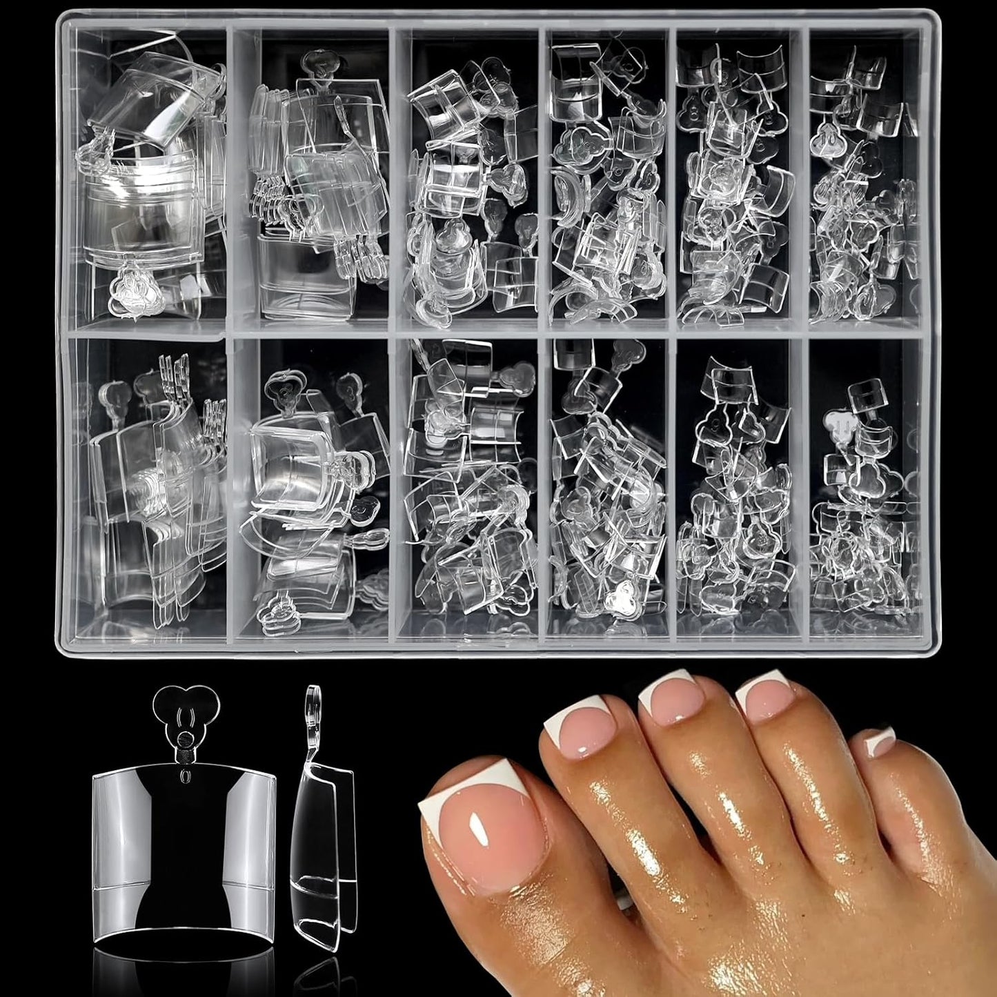 240pc Square Gel Nail Tips Medium Fake Nails for Press on Nails Clear Acrylic Nails Tips, 12 Size Full Cover Nail tips Square Soft Gel Nail Tips False Nails Extension Artificial Fingernails