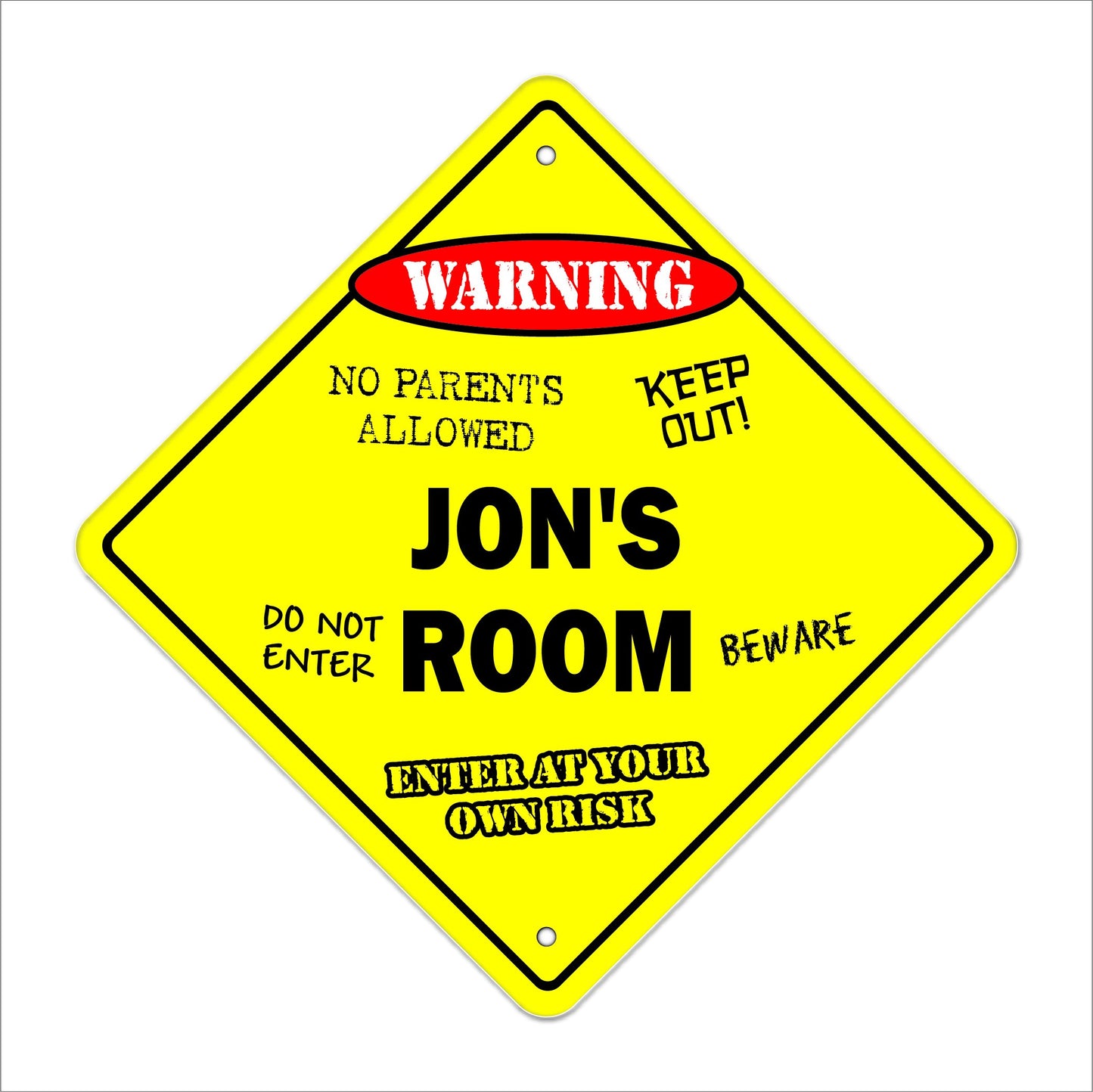 Jon's Room Sign Crossing Zone Xing | Indoor/Outdoor | 12" Tall Kids Bedroom Decor Door Children's Name boy Girl