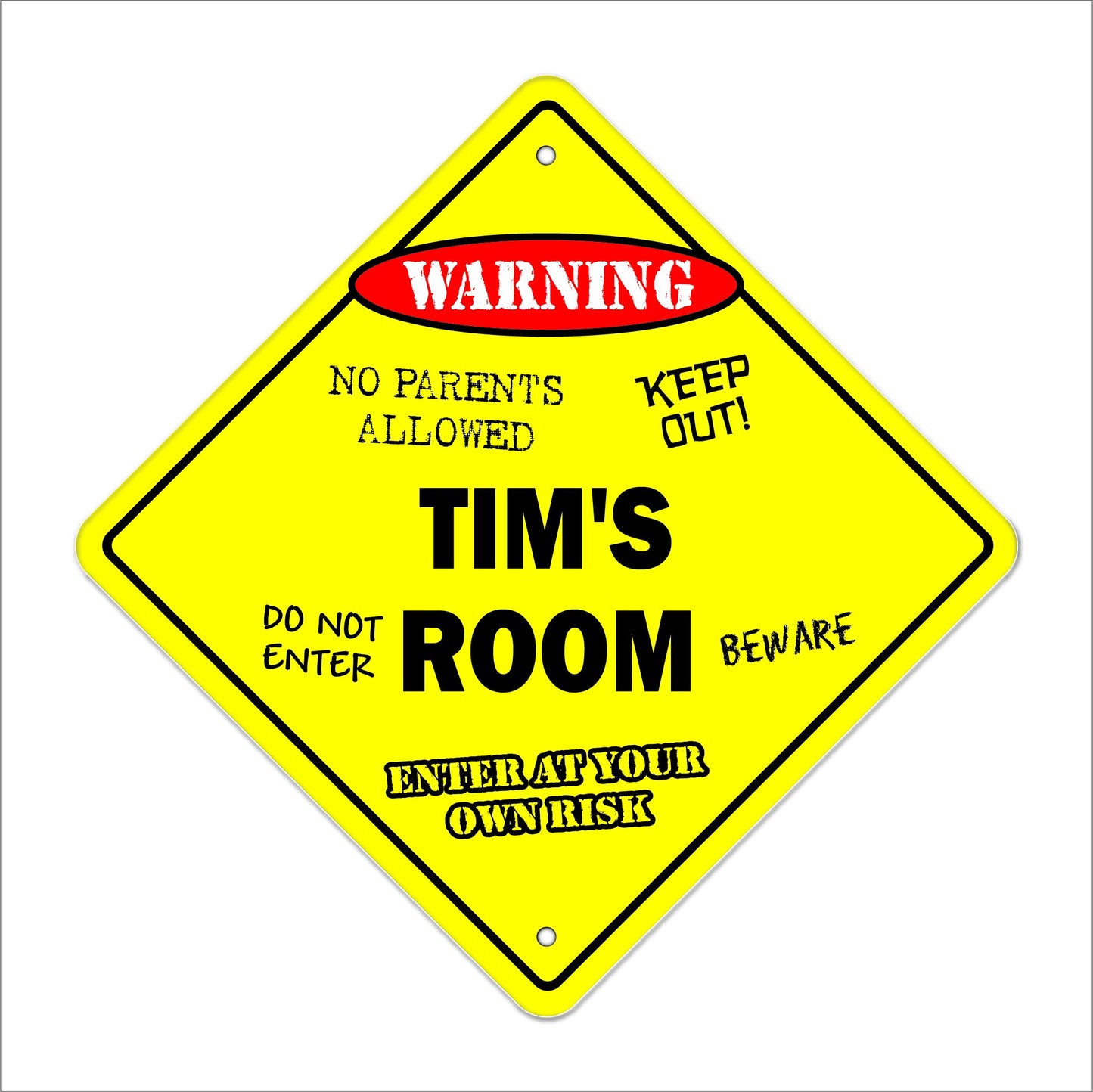 Tim's Room Sign Crossing Zone Xing | Indoor/Outdoor | 12" Tall Kids Bedroom Decor Door Children's Name boy Girl