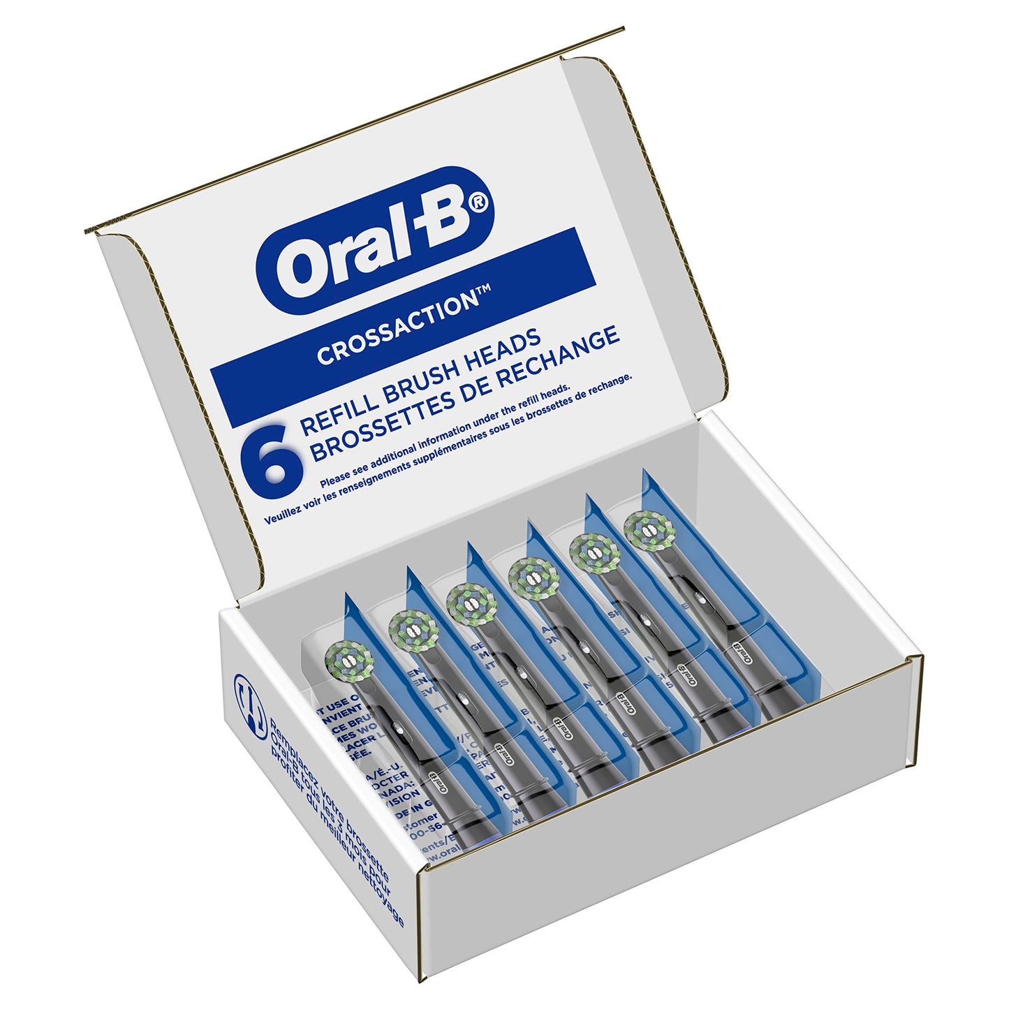 Oral-B Cross Action Replacement Brush Heads for an Oral-B Electric Toothbrush, Pack of 6, Black