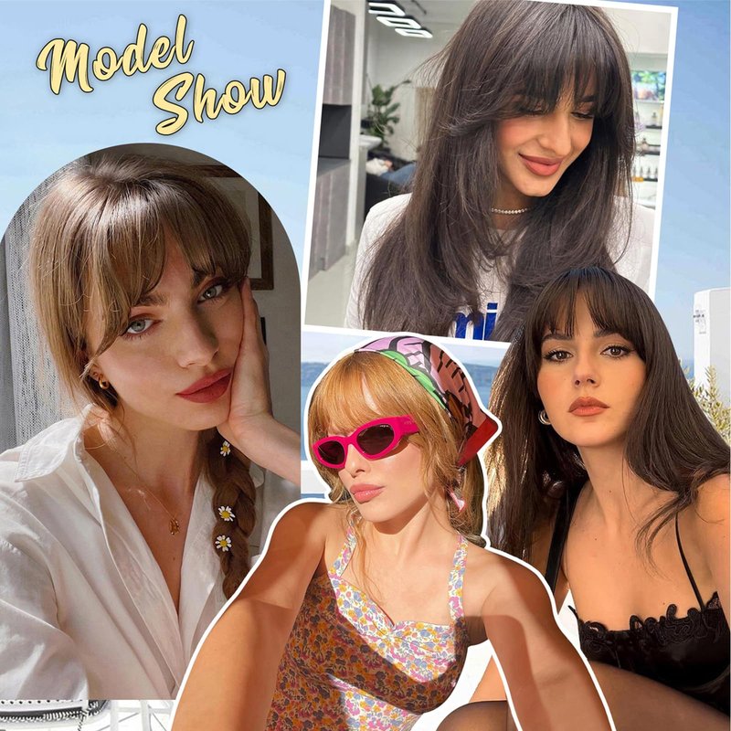 Ms Taj 18 Inch Hair Topper with Clip in Bangs, Synthetic Fluffy 4"x5" Layered Straight Toppers for Women, 360° 3D Cover Bangs Hairpiece for Thinning Hair(Natural Blonde with Dark Root)
