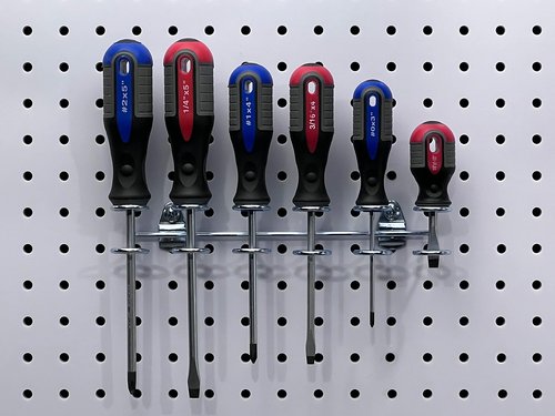 Triton Products Multi-Ring Pegboard Hook - Steel Heavy Duty Tool Holder, 2-Pack, Fits 1/8" and 1/4" Duraboards and Pegboards