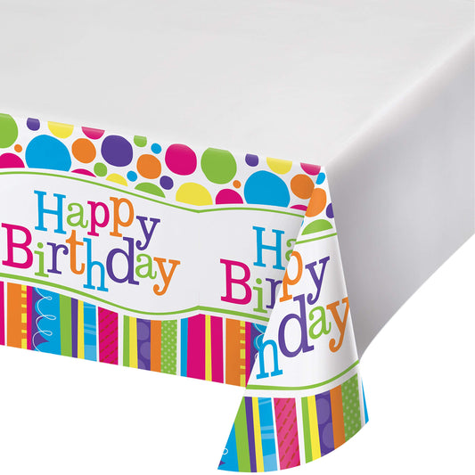 Creative Converting Bright and Bold Plastic Banquet Table Cover, 54 by 108-Inch, Multicolor