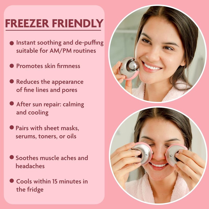 Cryo-Infused Ice Roller for Face - Ergonomic Facial Massager for Eyes, Cheeks, Neck | Pack of 2