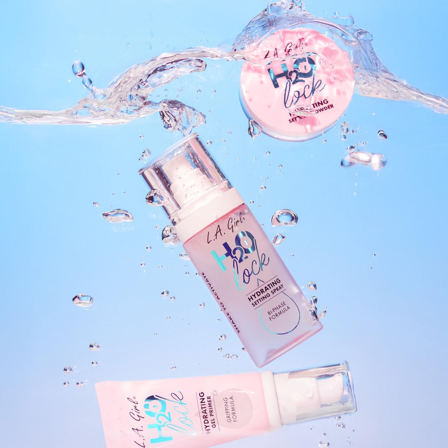 L.A. Girl H2O Lock Setting Spray, Bi-Phase Hydrating Makeup Setting Mist with Aloe Vera, Vitamin E, Cucumber Extract, Dewy Finish, Long-Lasting G97882