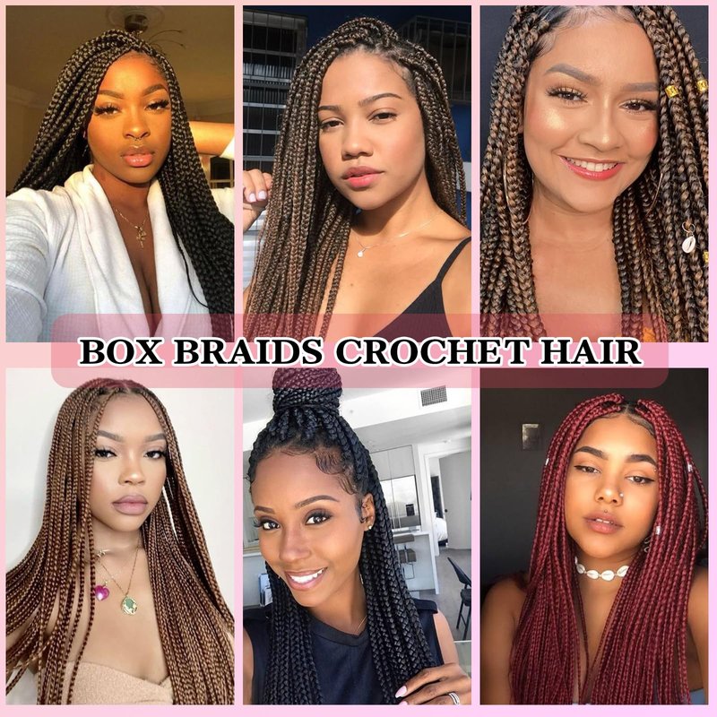 12 Inch Box Braids Crochet Hair Light Auburn Crochet Braids Pre Looped Goddess Box Braid Crochet Hair for Black Women (12 Inch,7 Packs,T30)