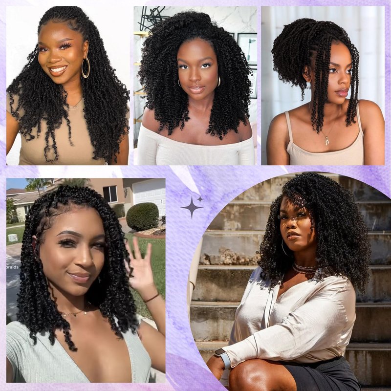 Yanky Twist Crochet Hair for black women 12 Inch 8 Packs 30 Stands/Pc,Pre-looped Fluffy Spring Mini Twist Passion Twist Natural Black Synthetic Crochet Braids Braiding Hair(12 Inch, 1B-8P)