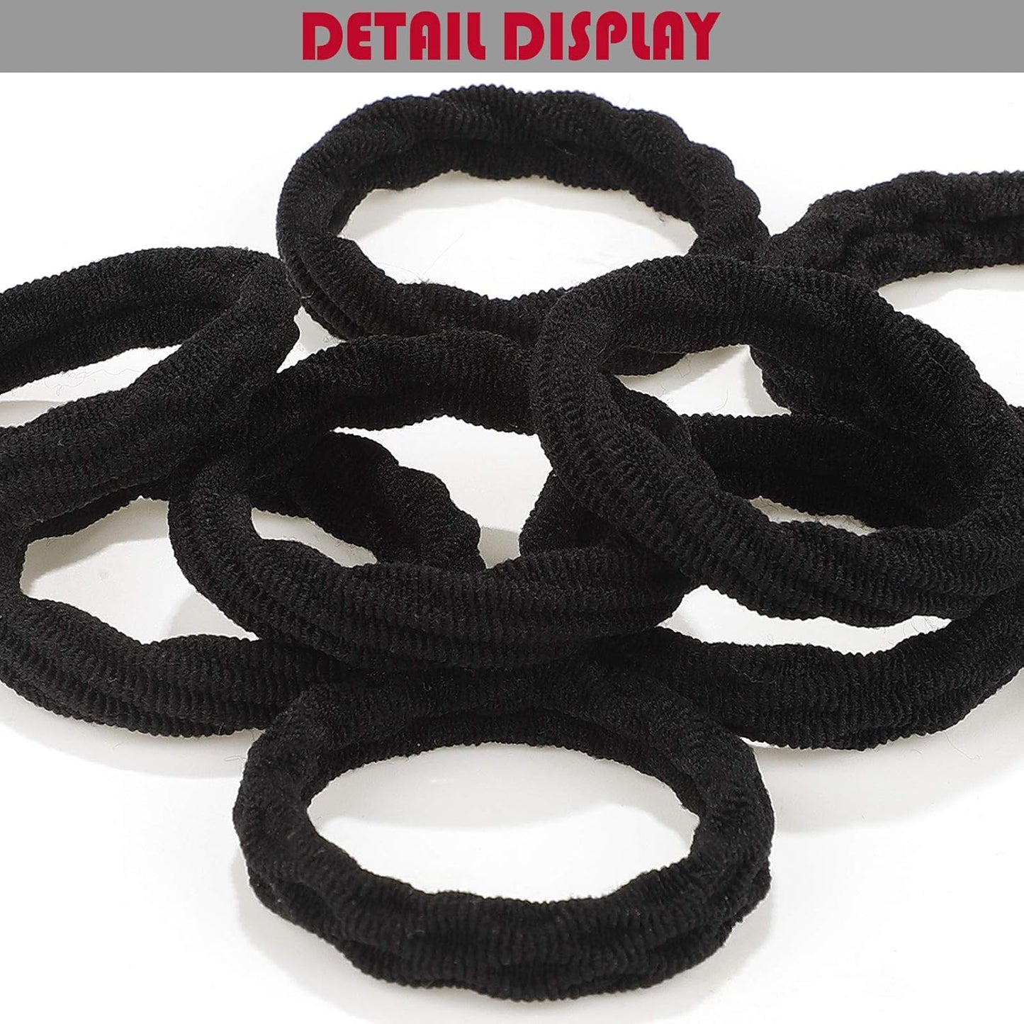 Seamless Hair Ties - 60 Cotton No-Crease Ponytail Holders for Thick Curly Hair