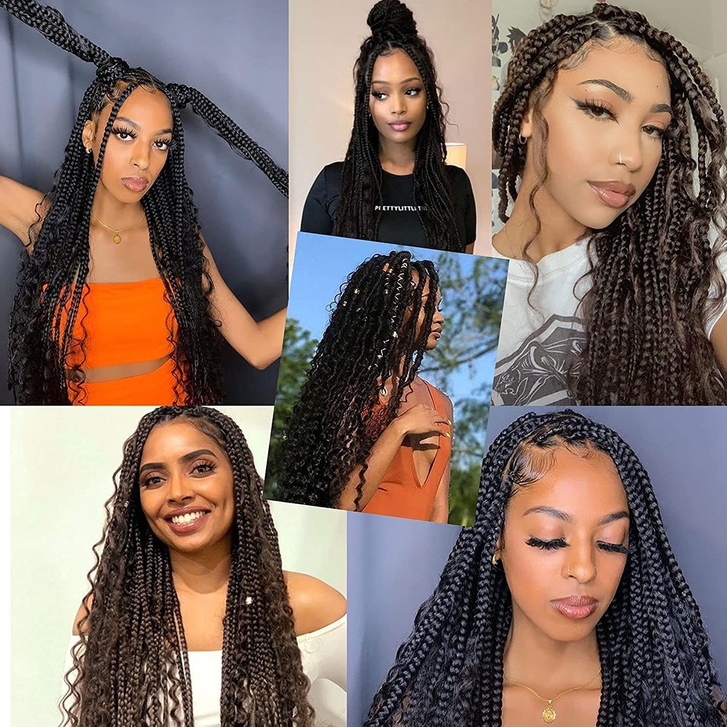 Goddess Curly Ends 22-Inch Bohomian Crochet Braids - 144 Strands Synthetic Hair Extensions | TBUG Color