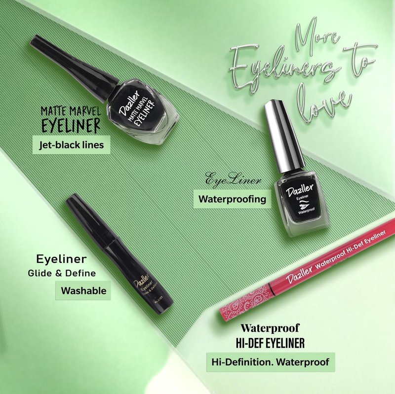 Dazller Eyeliner, Matte, Washable, Water-resistant, Smudge-proof, Up to 8 hrs stay, Lightweight, One Stroke Application 6.5mL, Black