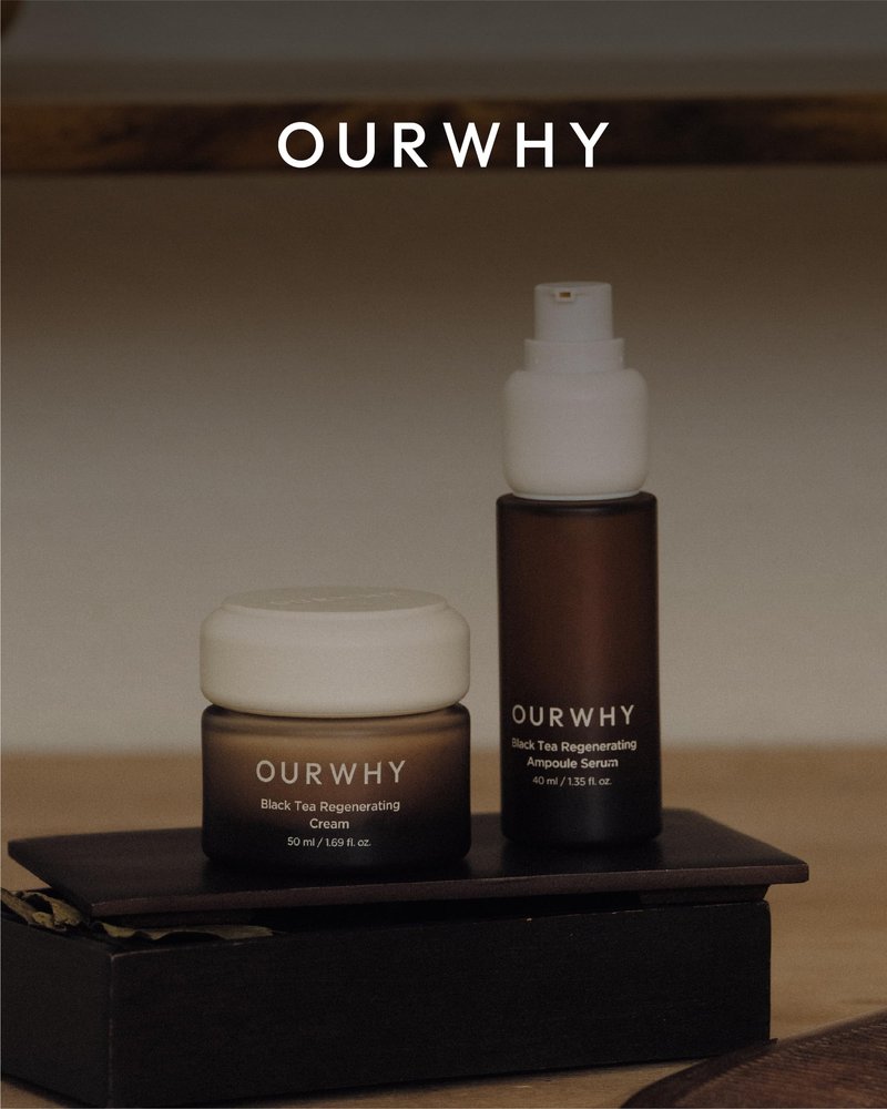 OURWHY Black Tea Regenerating Ampoule Serum (1.35fl oz) - Anti-Aging Serum for Firmness & Elasticity. With Black Tea, Peptides & CalmingReliefsome™ for Wrinkles & Hydration.