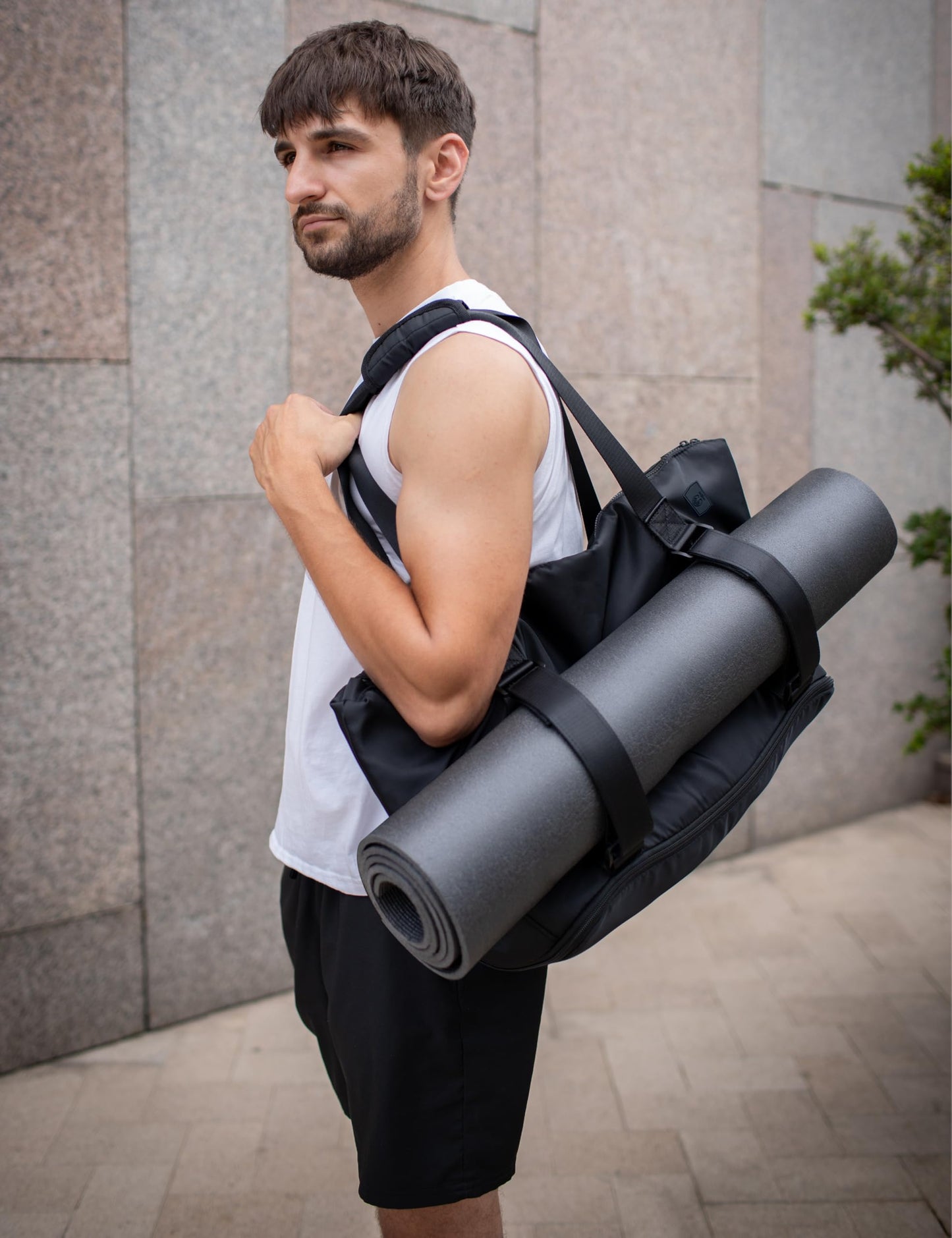 WARRIOR2 Yoga Mat Carrier - Expandable, Built-In Mat Straps, Water & Shock Resistant Laptop Pocket. Yoga Travel Bag with Luggage Sleeve, Gym Bags For Men & Women, Large Tote