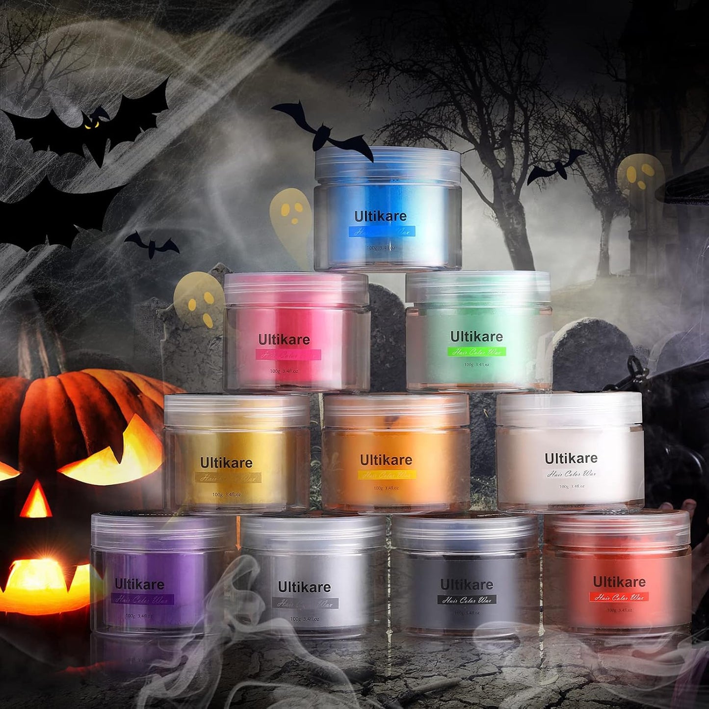 Temporary Hair Color for Kids, Ultikare Orange Hair Dye Washable Natural Hair Wax Color Chalk Mud Cream DIY Hairstyle Clay For Dark Hair Halloween, Cosplay, Party, Christmas Gift Girls 3.4 Fl Oz