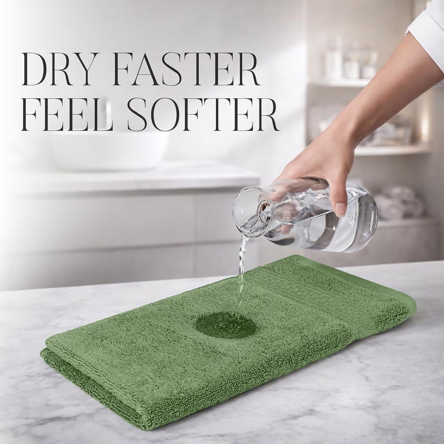 Riverside 12-Pack Cotton Sage Green Face Towels | Soft & Absorbent 550 GSM Washcloths for Bathroom, Spa & Gym