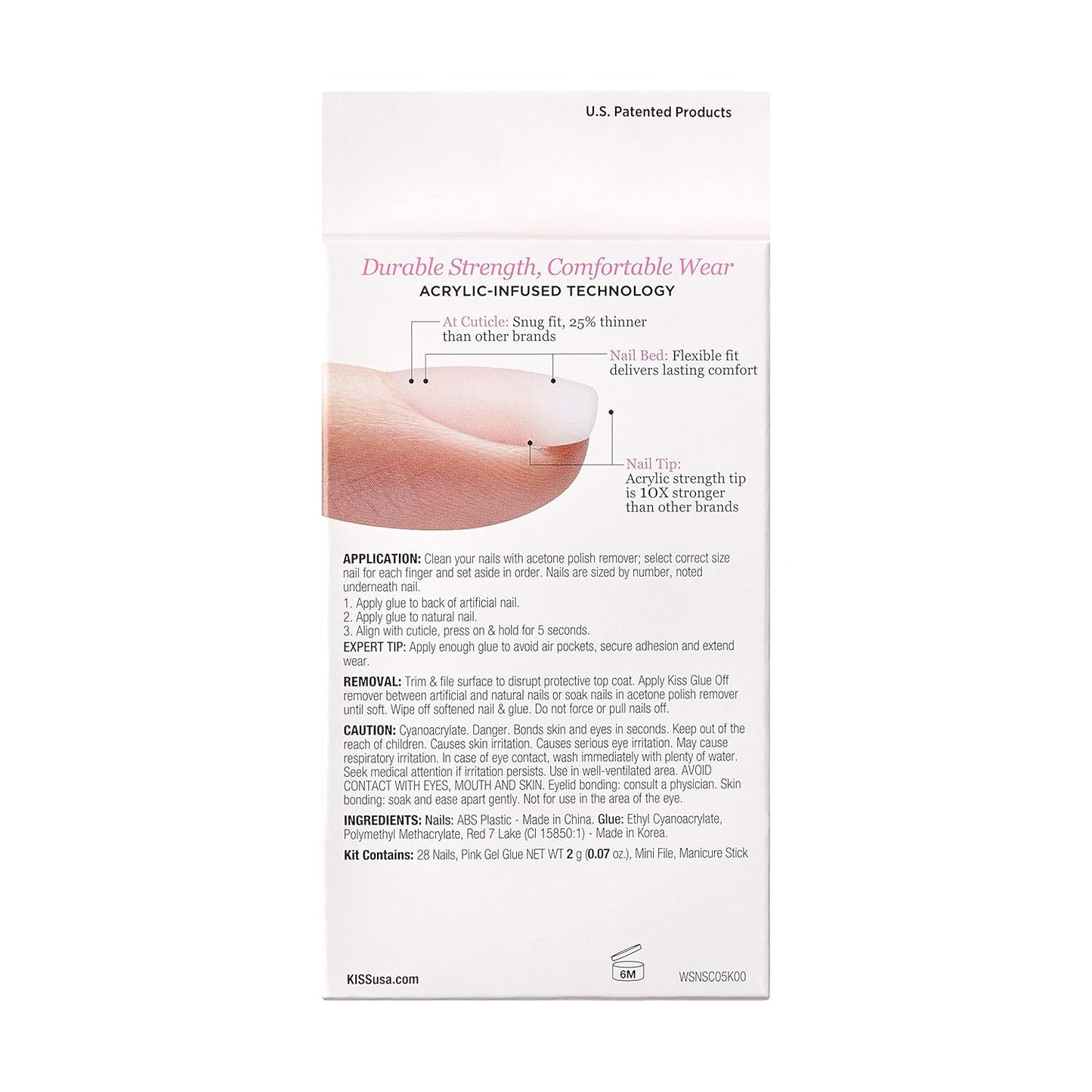 KISS Salon Acrylic Natural Press On Nails, Nail glue included, 'Rare', Nude, Short Size, Squoval Shape, Includes 28 Nails, 2g Glue, 1 Manicure Stick, 1 Mini File
