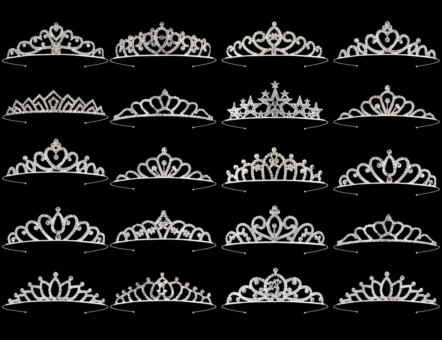 Tihebax 20 Pcs Tiaras Crowns Headbands for Women Girls Silver Princess Tiara Bulk Crown Tiaras Rapunzel Crown for Wedding Birthday Crystal Tiara for Prom, Bride, Pageant, Halloween