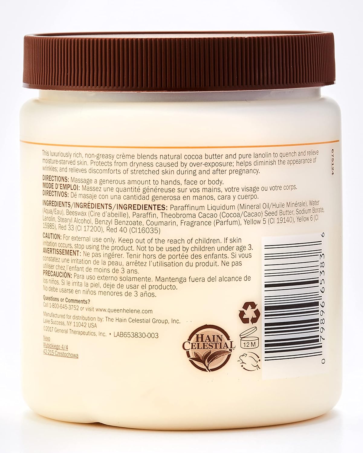 Queen Helene Cocoa Butter Face & Body Cream, 4.8 Oz (Packaging May Vary)