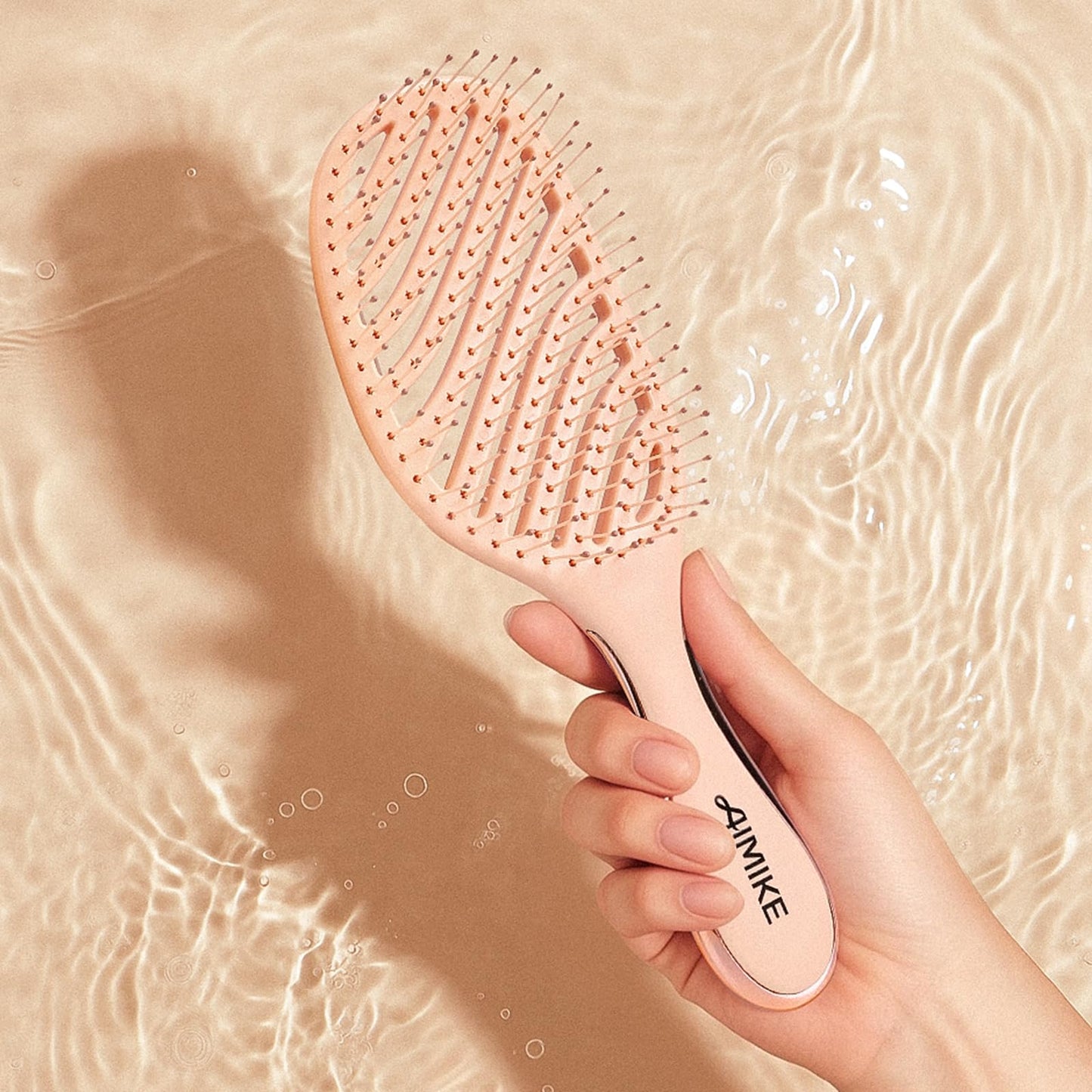 AIMIKE Rose Luxe Detangler Brush, Pain-Free Vented Detangling Brush with Ultra-Soft FlexGlide Bristles, Effortlessly Remove Knots & Reduce Hair Breakage, Wet Dry Brush for Women Thin Fine Hair