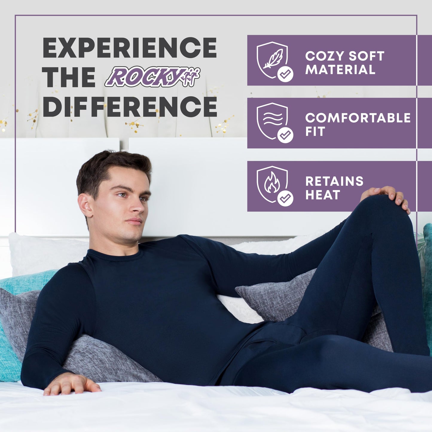 Rocky Thermal Underwear Men Long Johns Men Thermals Top Bottom Set Shirt Pants Men's Base Layer Insulated Under Wear Mens Thermal Set Extreme Cold Weather Winter Ski (Heather Grey / 4X-Large) 2pk