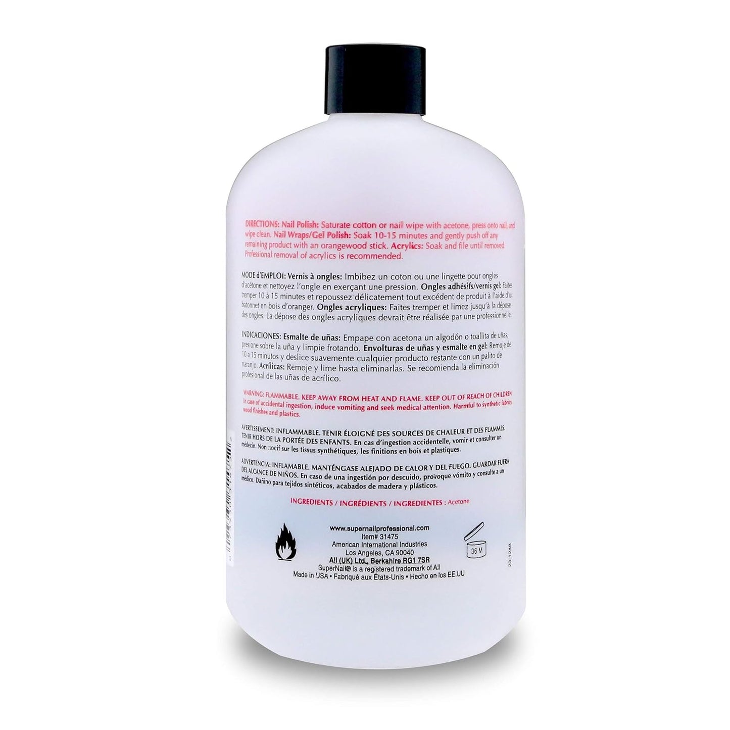 Super Nail Pure Acetone Polish Remover, 8 Fl Oz