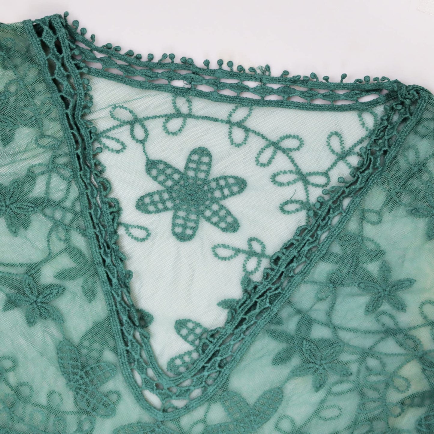 Eomenie Women's Contrast Lace Bathing Suit Cover Up V-Neck Swimsuit Coverups Loose Swimwear Beach Dress Beachwear Green