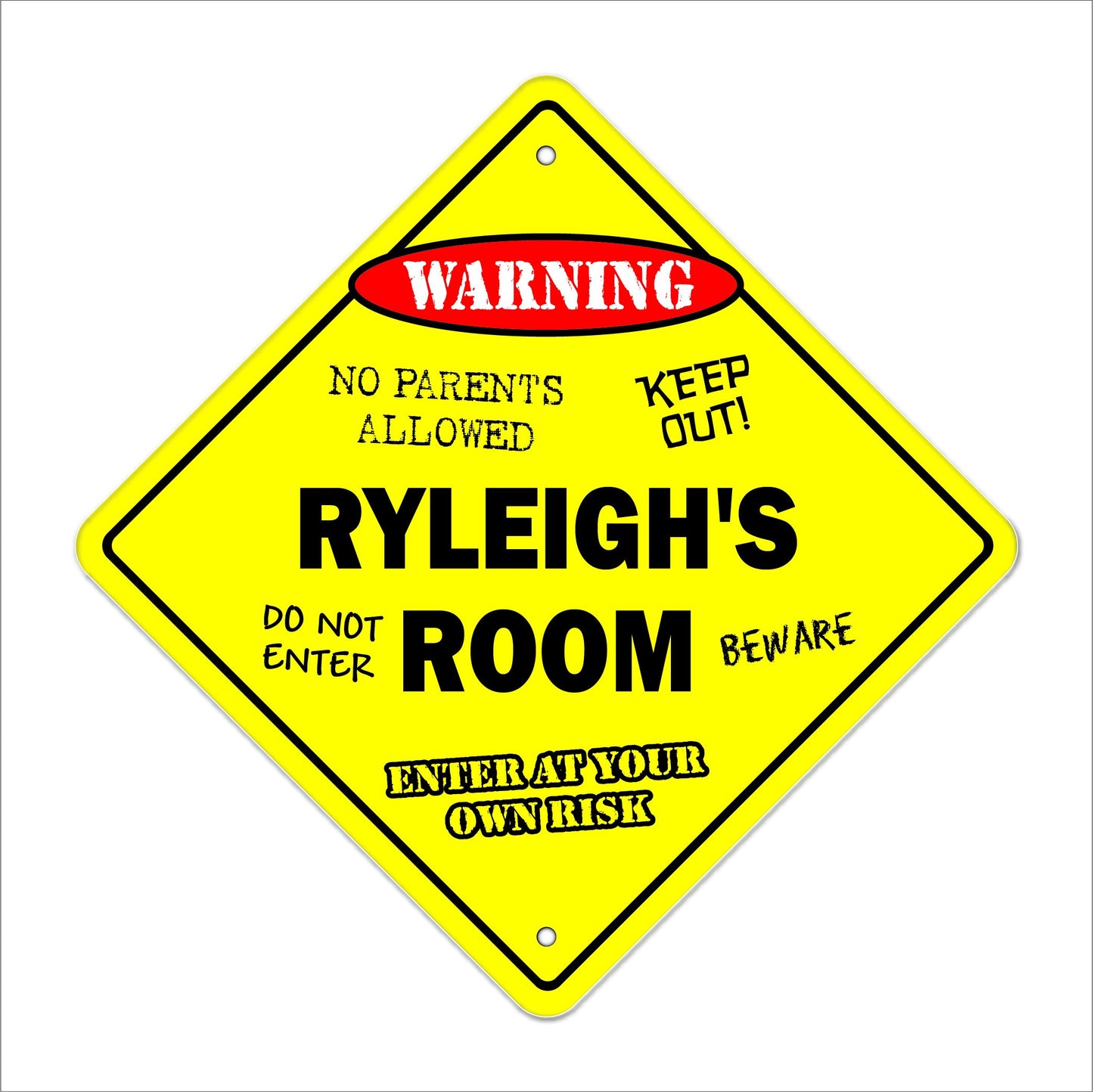 Ryleigh's Room Sign Crossing Zone Xing | Indoor/Outdoor | 12" Tall Kids Bedroom Decor Door Children's Name Boy Girl