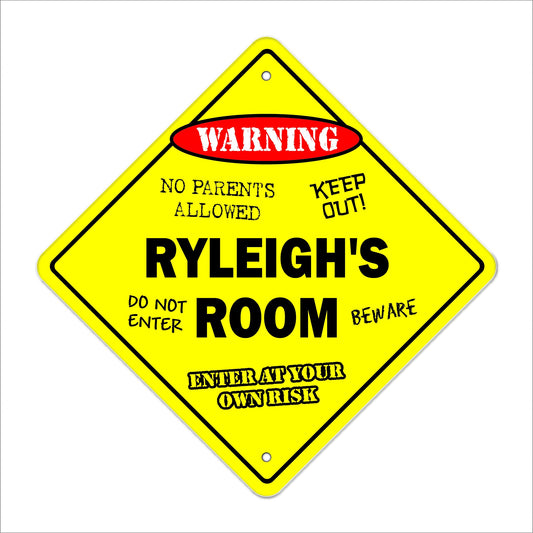 Ryleigh's Room Sign Crossing Zone Xing | Indoor/Outdoor | 12" Tall Kids Bedroom Decor Door Children's Name Boy Girl