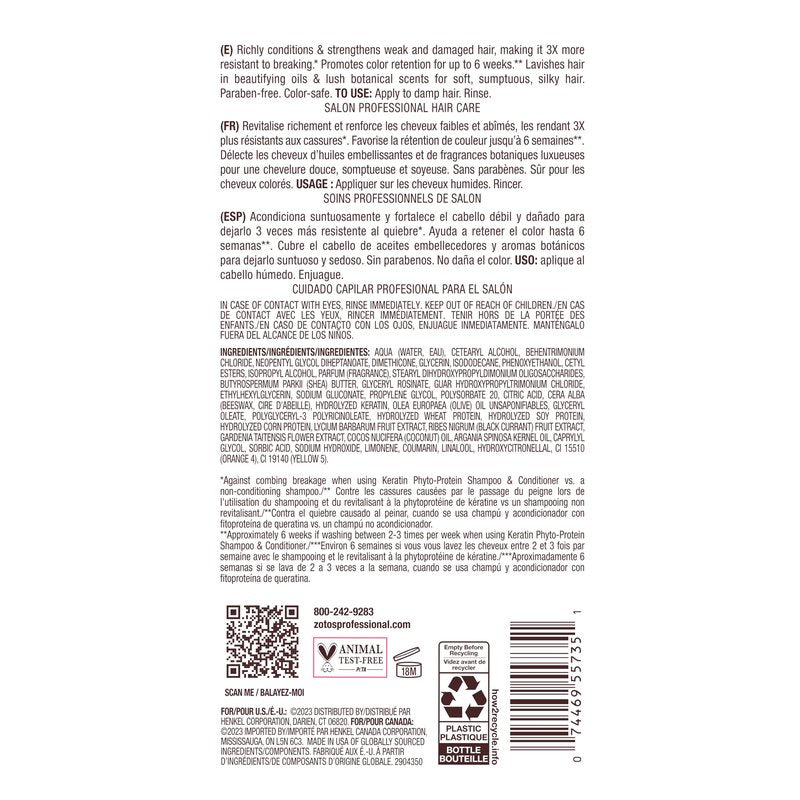 Bain de Terre Keratin Phyto-Protein Color Protect Strengthening Conditioner, Color-Safe Strengthening for Weak & Damaged Hair, Sulfate-Free, Paraben-Free 33.8 Fl Oz