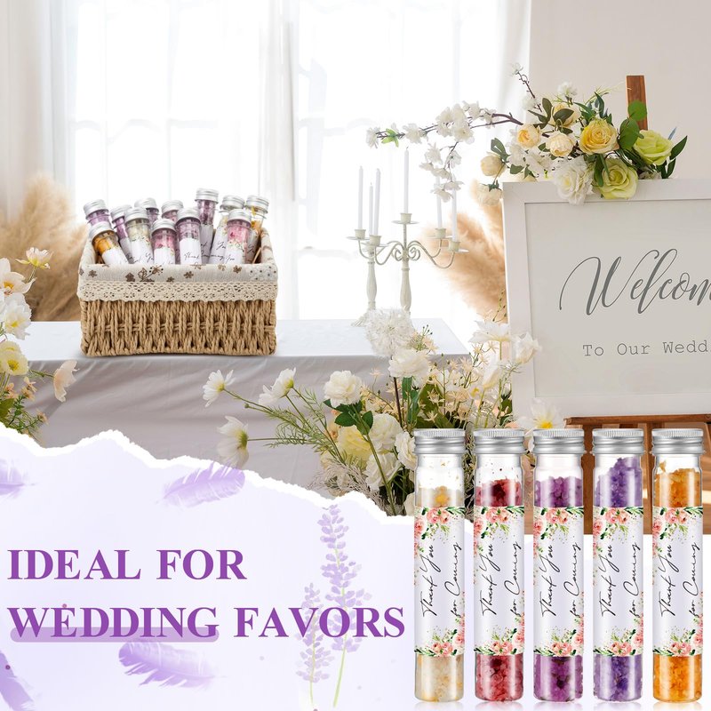 Dimsile 24 Pcs Aromatherapy Bath Salts Test Tube Bath Salts for Women Relaxing Spa Gifts Set for Wedding Christmas Birthday Baptism Party Favors (Floral)