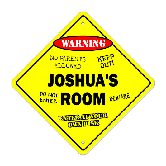 Joshua's Room Sign Crossing Zone Xing | Indoor/Outdoor | 12" Tall Kids Bedroom Decor Door Children's Name boy Girl