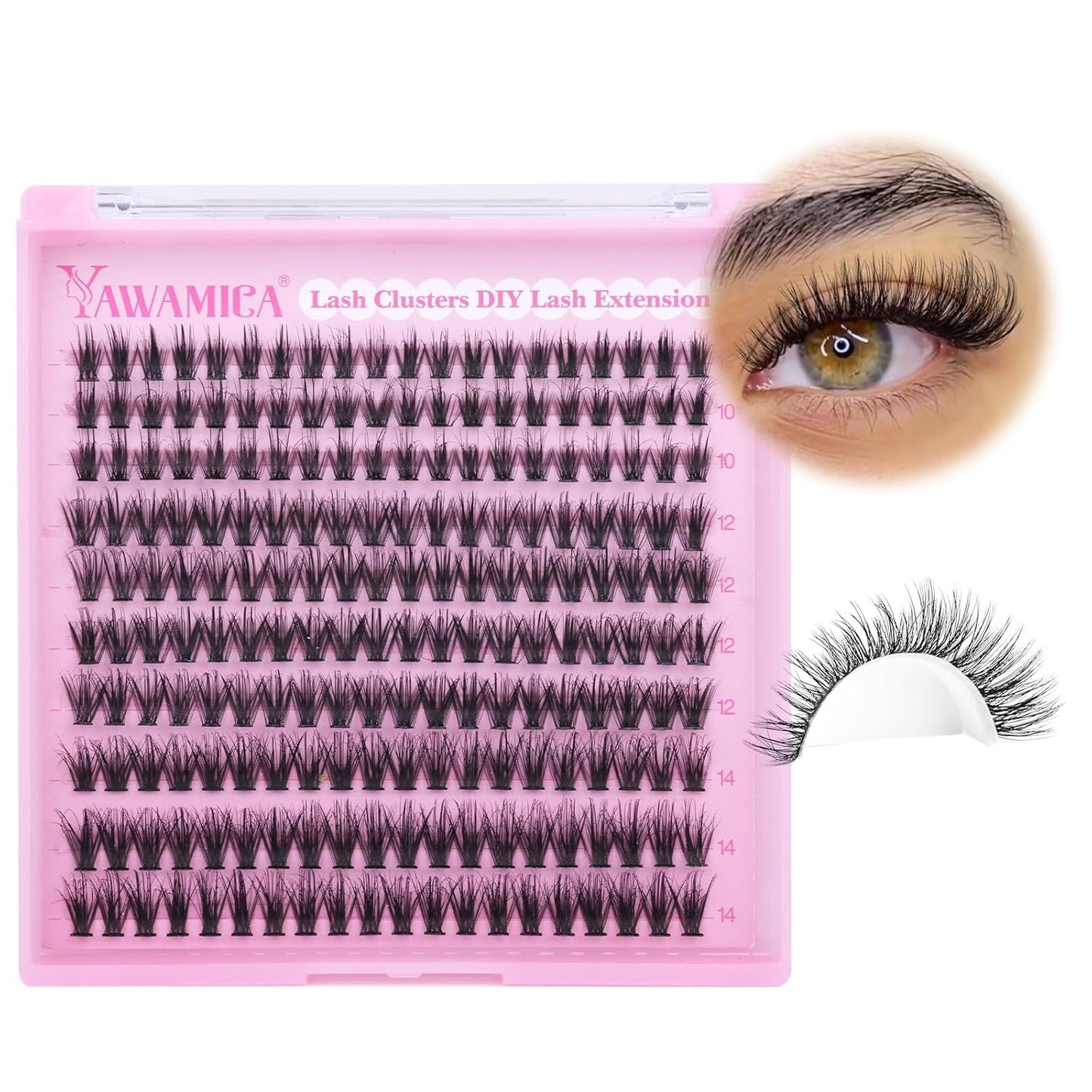 Wispy Lash Clusters - Natural Eyelash Extensions 10-14mm | Fluffy CC Curly 40D Individual Lashes, 200pcs DIY Set
