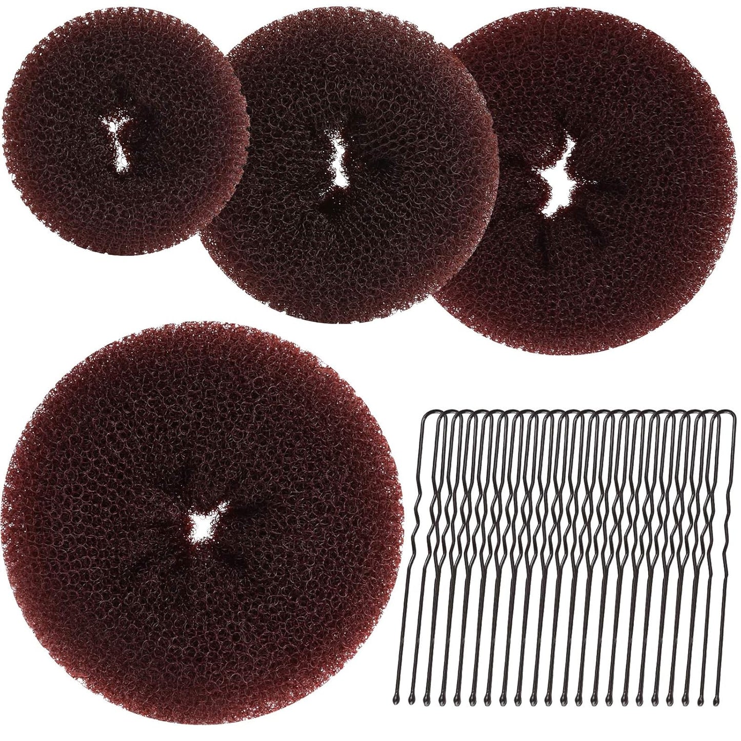 Teenitor Hair Donut, Hair Bun Maker, Black(Extra-large, Large, Medium and Small)
