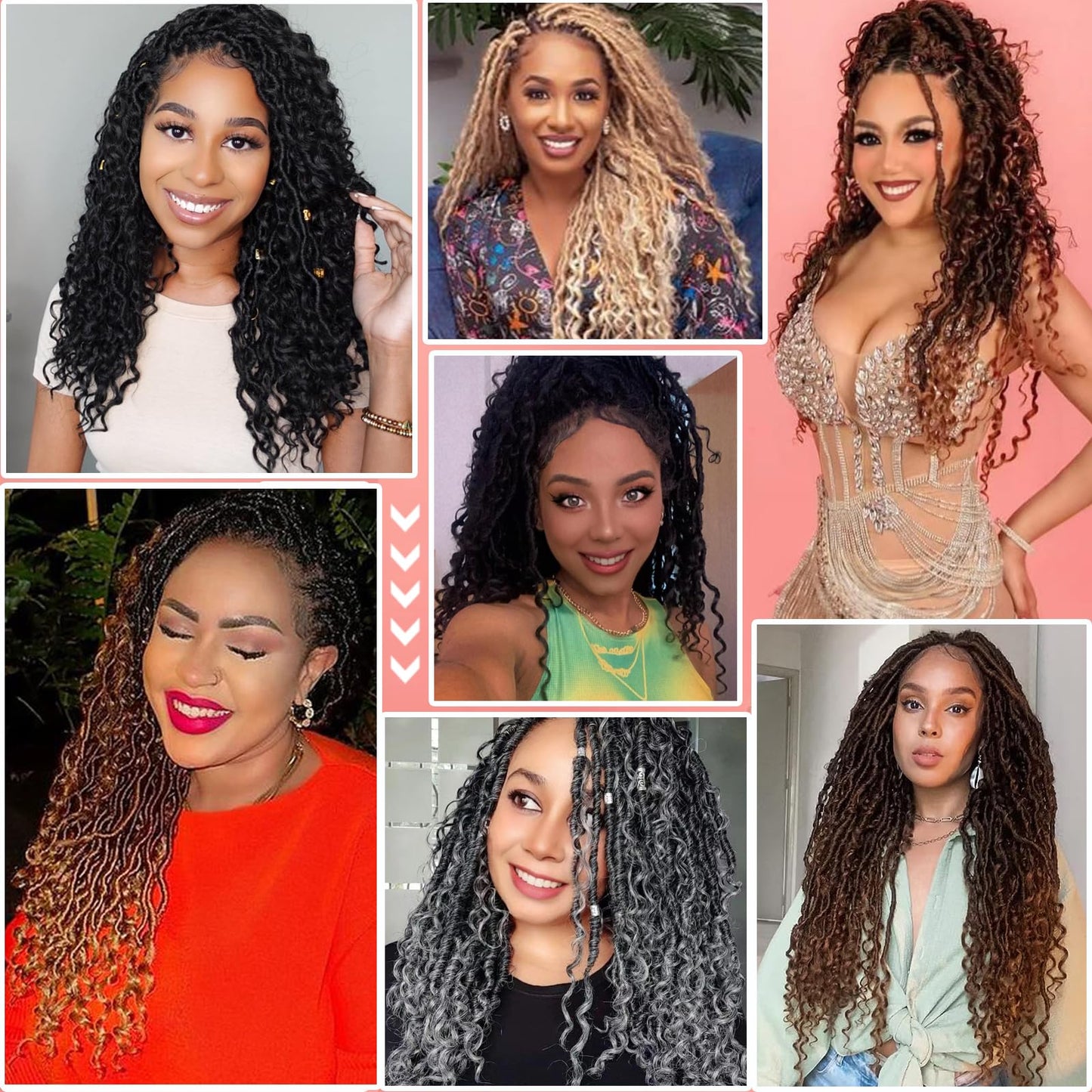 Molleas Goddess Locs 14inch, 9 Packs Faux Locs for Black Women, Pre-Looped Boho Crochet Hair With Curl Ends (14inch, Pack of 9, 27/613)
