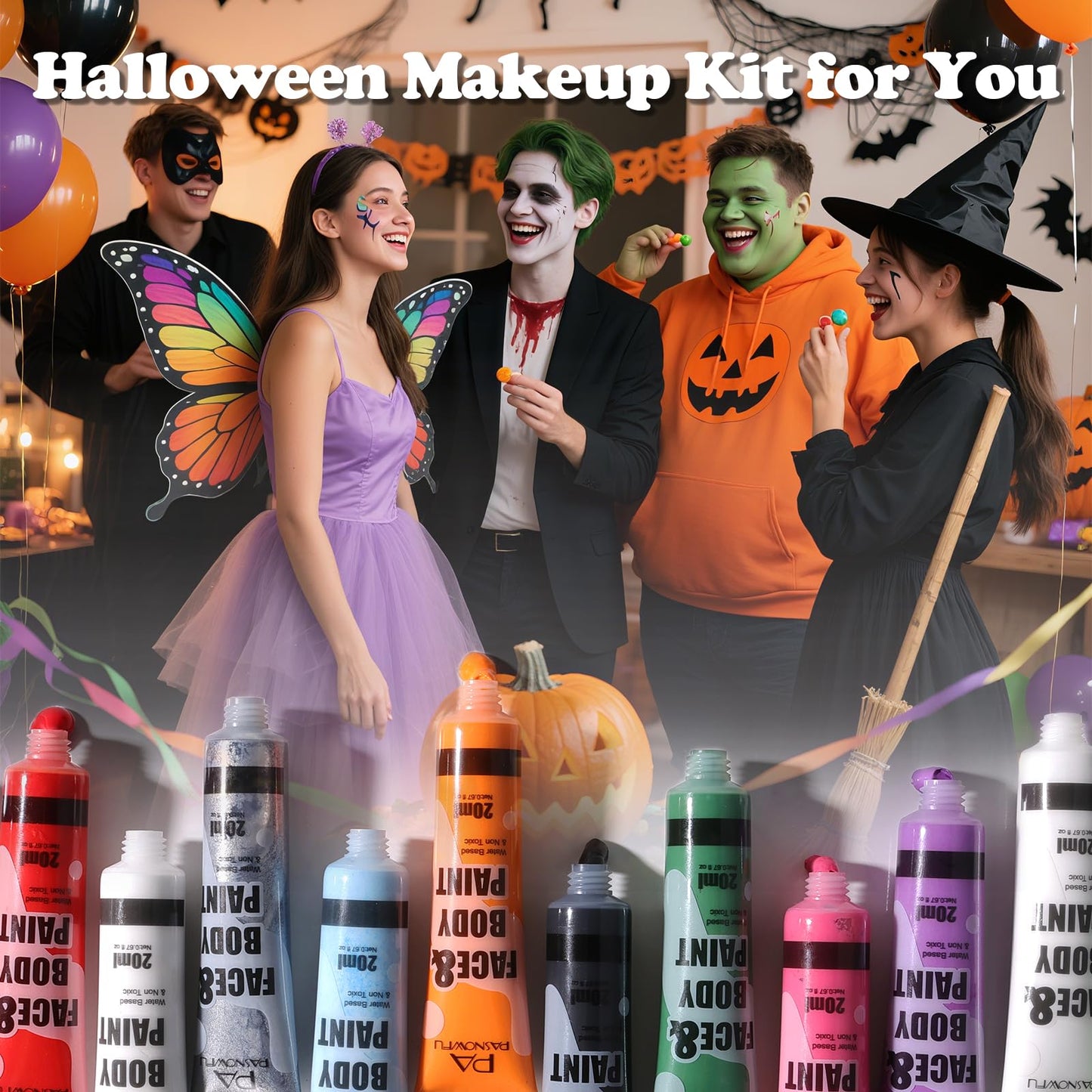 PASNOWFU 14 Colors Face Body Painting Kit, Water Based Face Paint