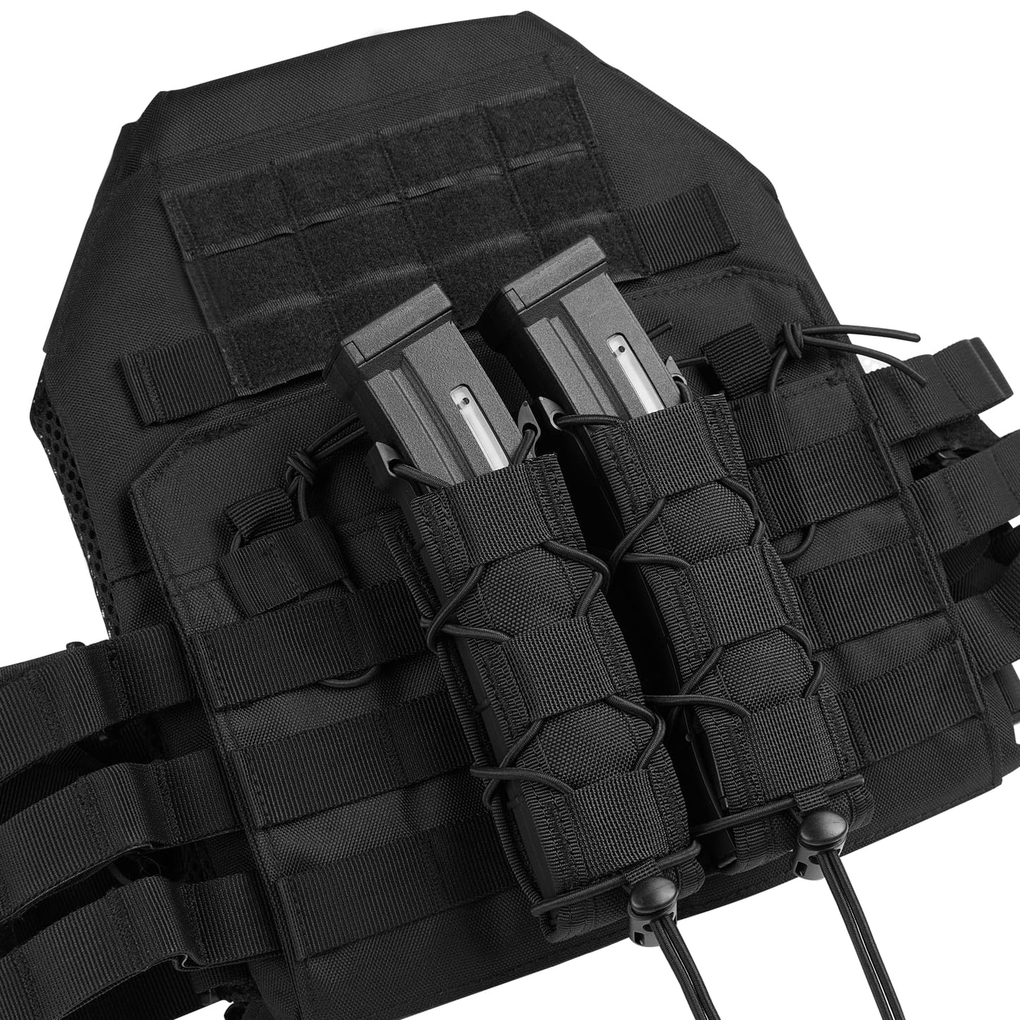 2pc Double Stack Extended Mag Pouch Holster Carrier for MP5 MP7 MP9 Glock to Tactical Duty Belt and Molle