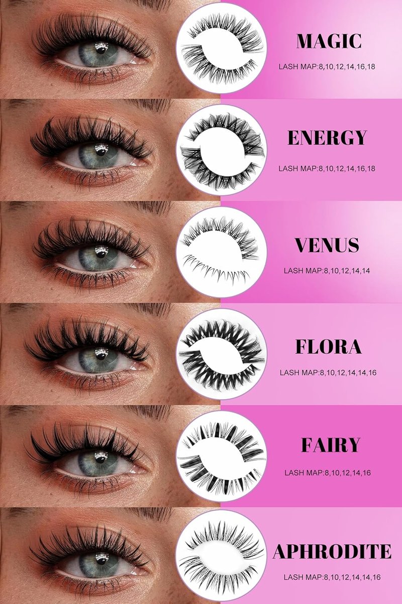 Flora Lash Clusters Kit - Wispy 8-18mm Hybrid Volume Eyelashes | DIY False Lash Extensions with Bond & Seal