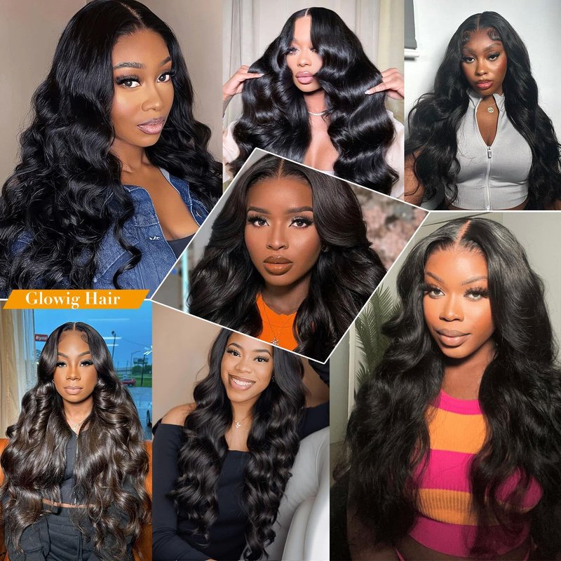 Glowig U Part Human Hair Wig Body Wave for Women Brazilian Remy Upart Human Hair Wig Beginner Friendly No Sew in NO Glue 180% Density Natural Color 14Inch