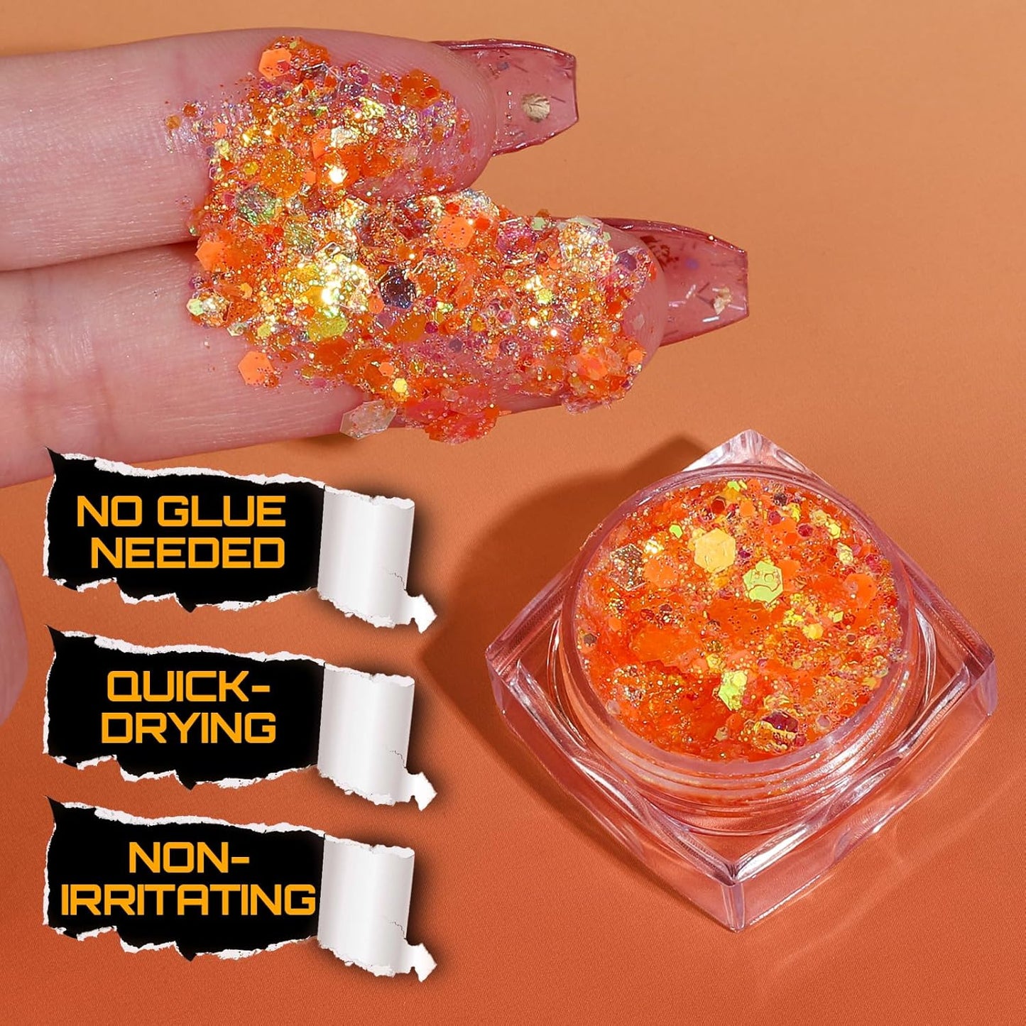 Teenitor 6 Colors Glow in The Dark Glitter Gel, Face Glitter Gel, Body Glitter Hair Glitter for Halloween Makeup UV Black Light Party Cheer Raves Festivals