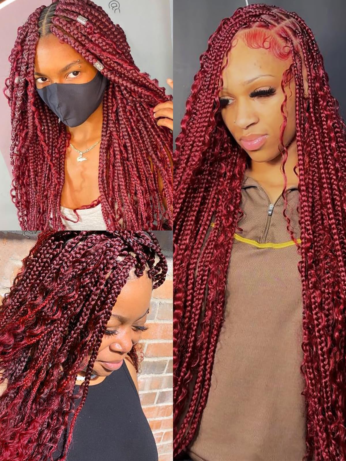 99J Burgundy Human Braiding Hair Deep Wave Bulk, No Weft Curly Braiding Hair Extensions for Boho Braids Wet and Wavy Braiding Human Hair Bundles(14inch,99j,100g)