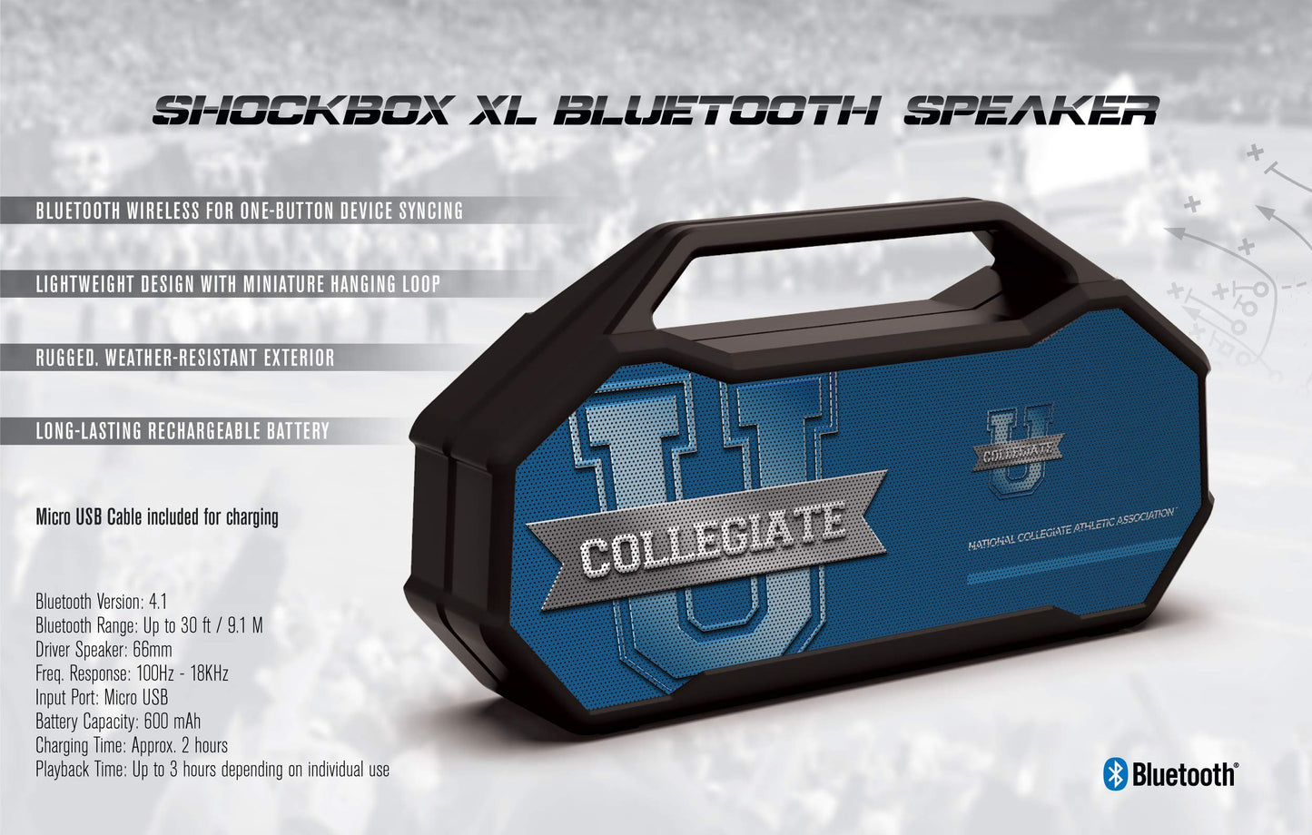 NCAA Alabama Crimson Tide XL Wireless Bluetooth Speaker, Team Color