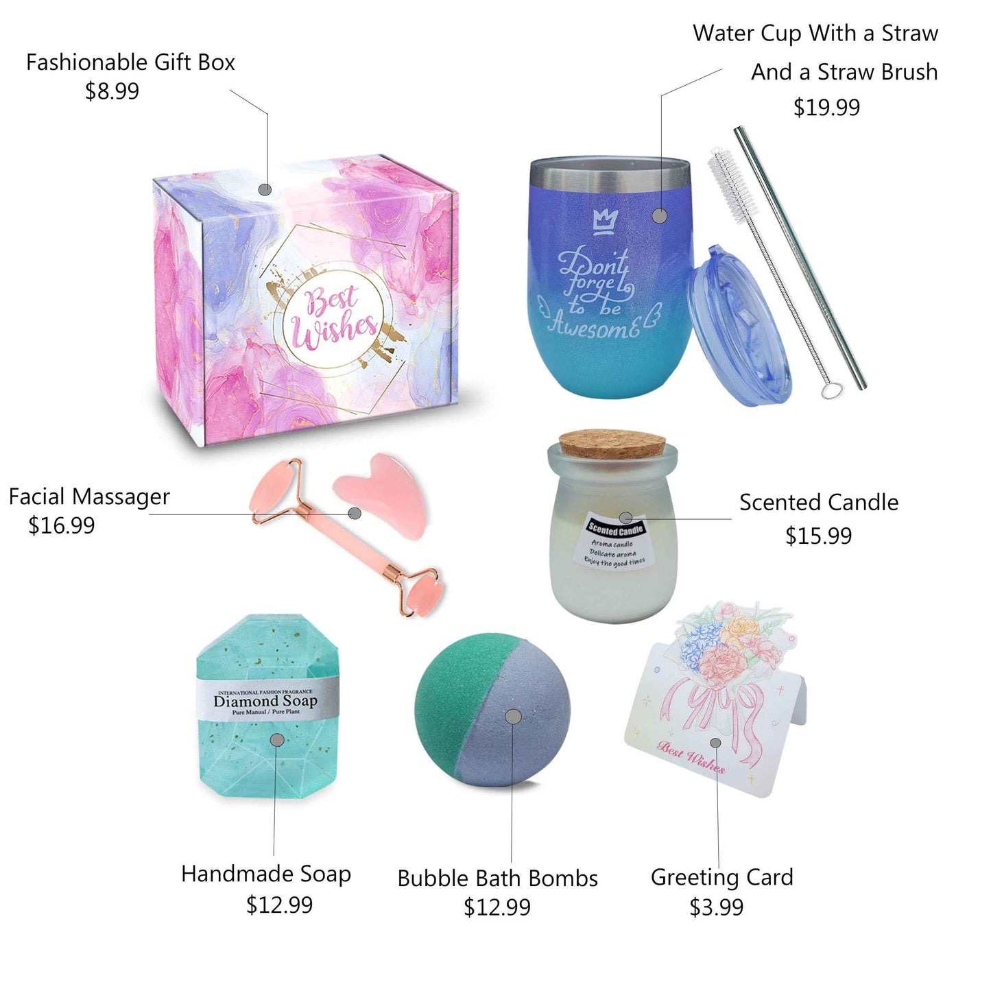 Luxury Spa Gift Set for Women β Perfect for Birthdays, Anniversaries & Self-Care β Includes Bubble Bath, Face Massager, Candle & More β Ideal Gift for Mom, Wife, Daughter, or Best Friend