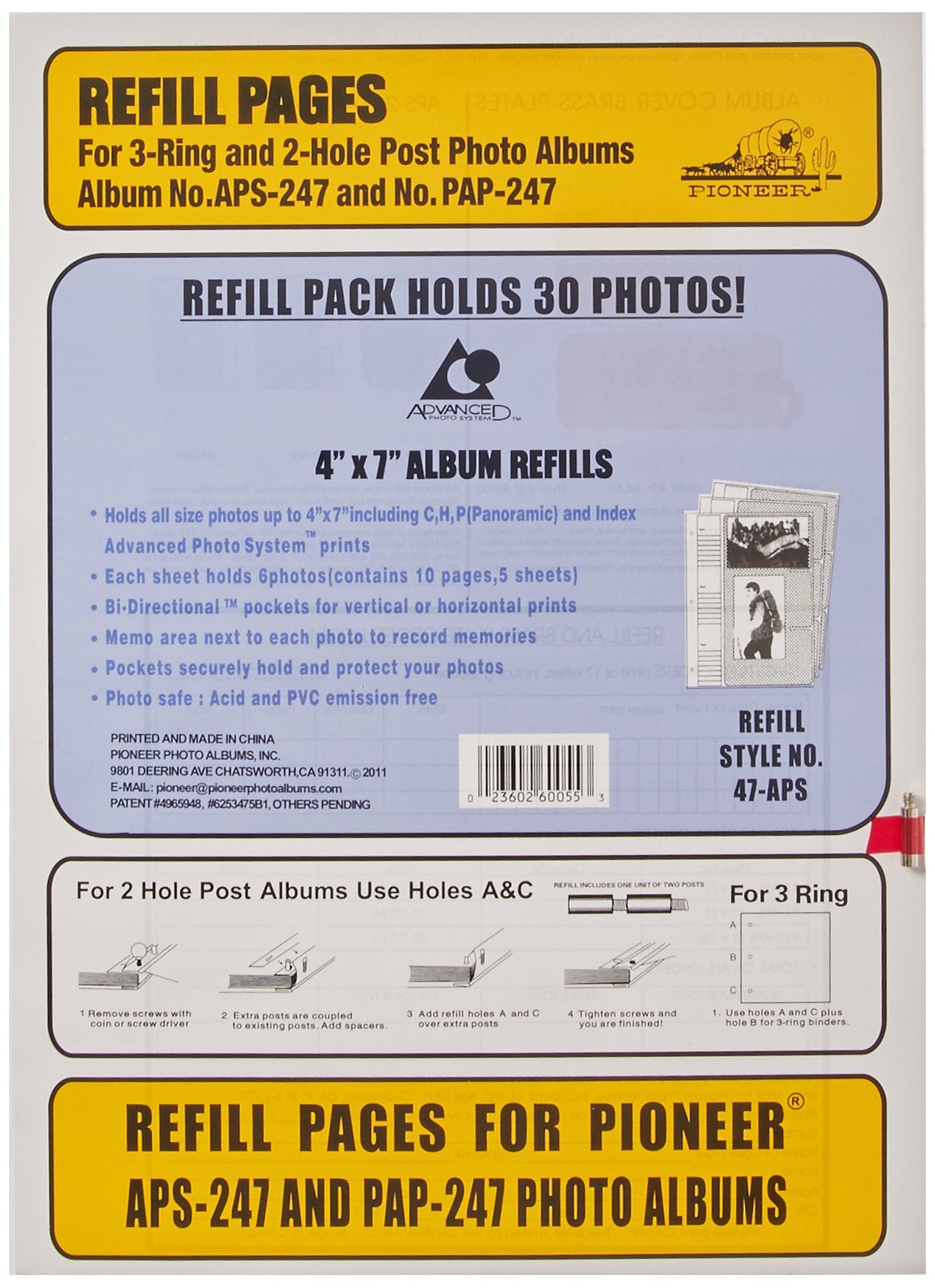 Pioneer 4x7 APS 247 Album Refill