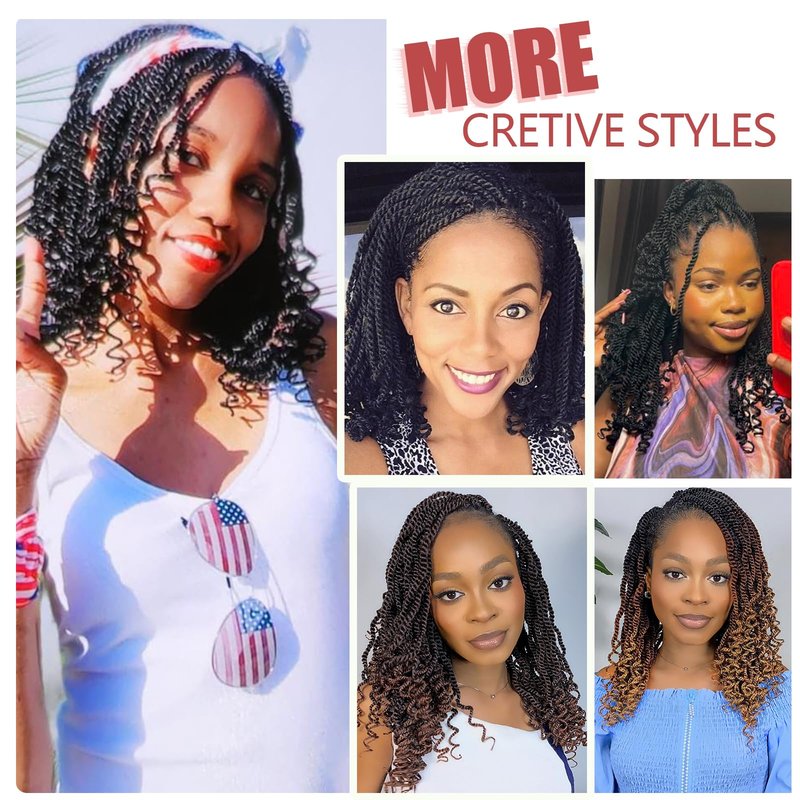 Burgundy Senegalese Twist Crochet Hair for Black Women 24 Inch 8 Packs Pre Looped Kinky Twists Crochet Braids with Curly Ends Short 2 Strand Rope Twists (Tbug)