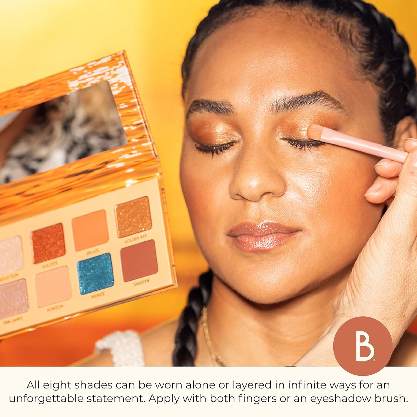 Golden Hour Eyeshadow Palette - 8 Shades with Matte & Shimmer Finishes | Infused with Mango Butter & Vitamin E, Vegan