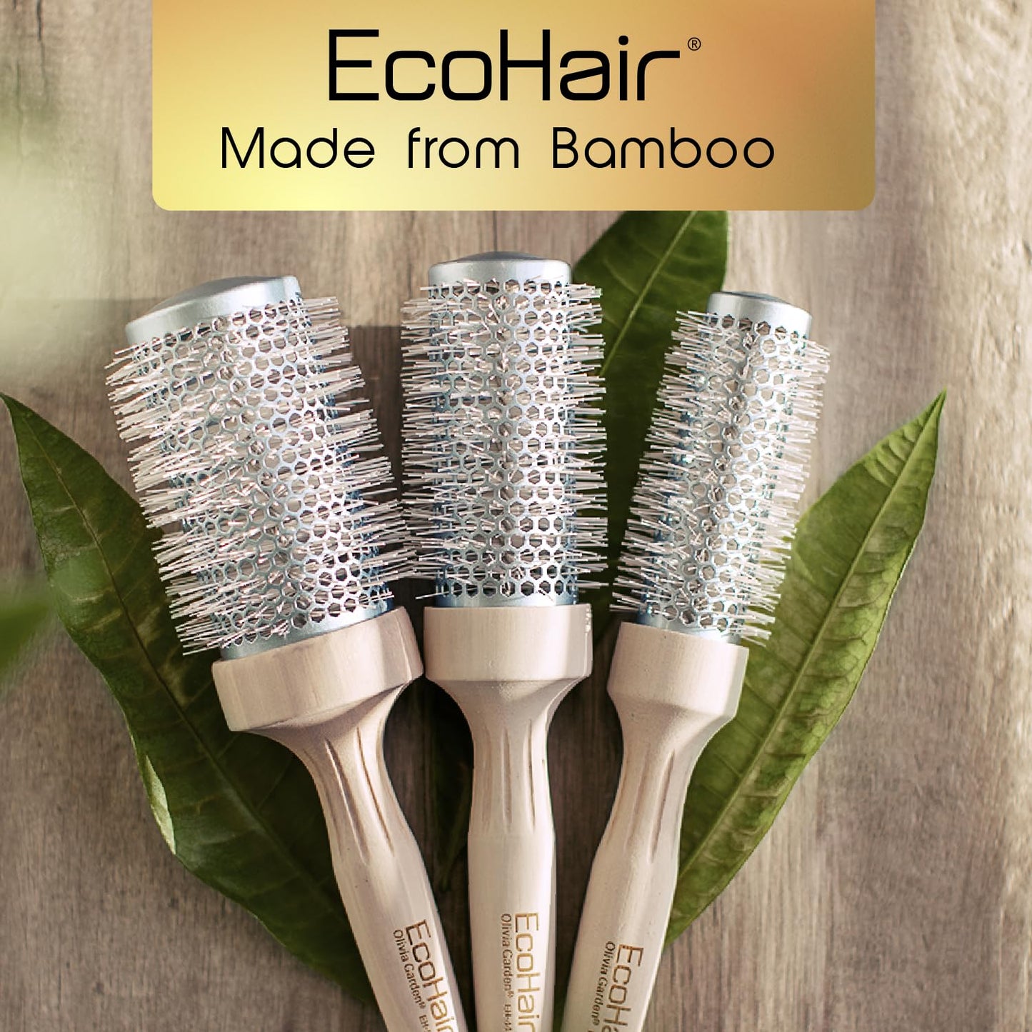Olivia Garden EcoHair Thermal Bamboo Round Hair Brush - Not Electrical - Ceramic Blowout Brush for Normal to Thick Hair, 1 3/4"