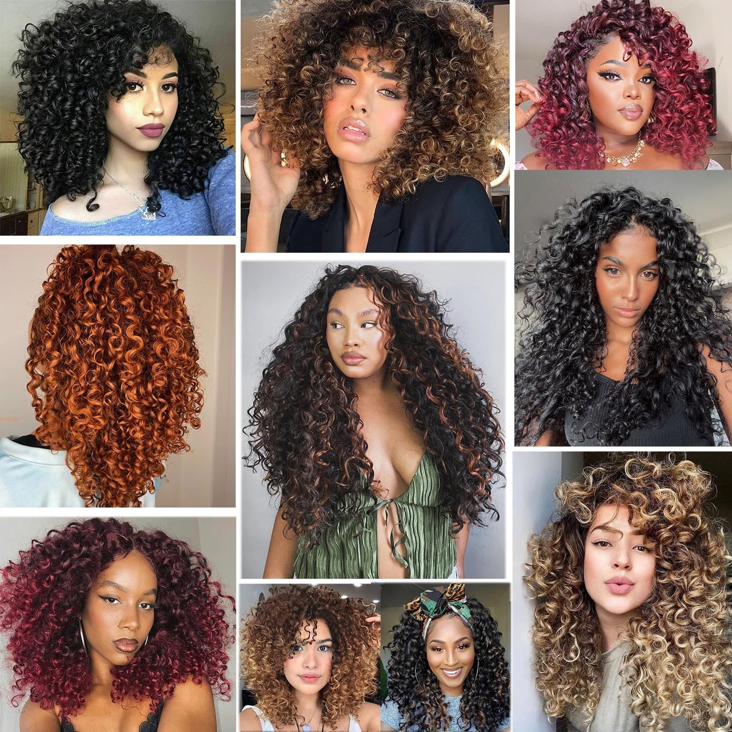 Gogo Curl Crochet Hair 8 Packs Ocean Wave Beach Curl Crochet Hair 24 Inch Pre Looped Long Deep Wave Hair Extension Synthetic Braiding Hair for Women Natural Black 1B/27