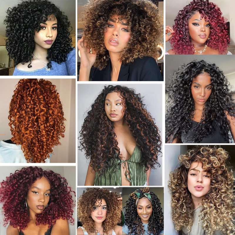 Gogo Curl Crochet Hair 8 Packs Ocean Wave Beach Curl Crochet Hair 24 Inch Pre Looped Long Deep Wave Hair Extension Synthetic Braiding Hair for Women Natural Black 1B/27
