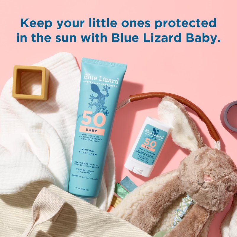 Blue Lizard BABY Mineral Sunscreen Stick with Zinc Oxide, SPF 50+, Water Resistant, UVA/UVB Protection - Easy to apply, Fragrance Free, .5 oz