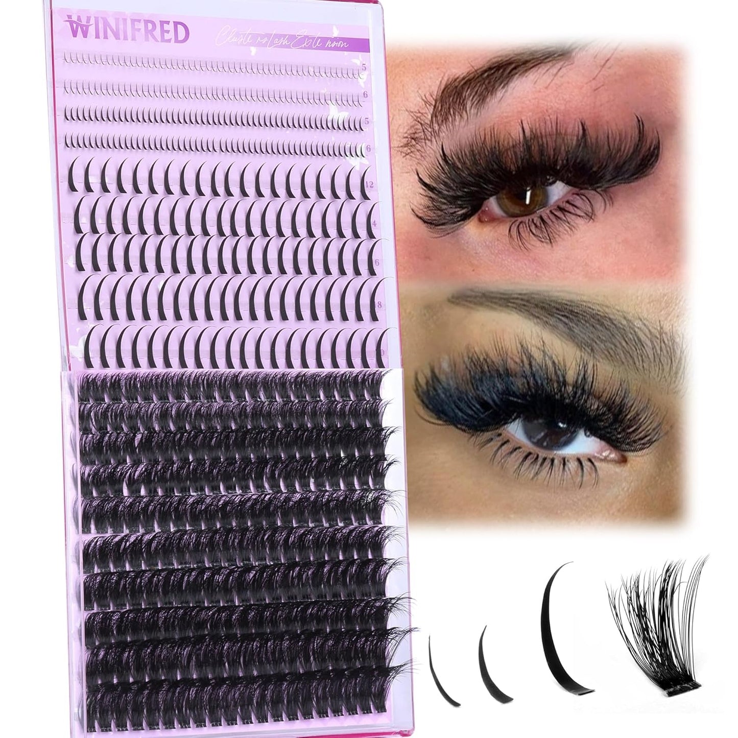 Winifred Bottom Lash Clusters Thick Volume Lower Lash Extension DIY Individual Lashes Bottom Clusters Lashes for Cluster Eyelash Extensions (168pcs)