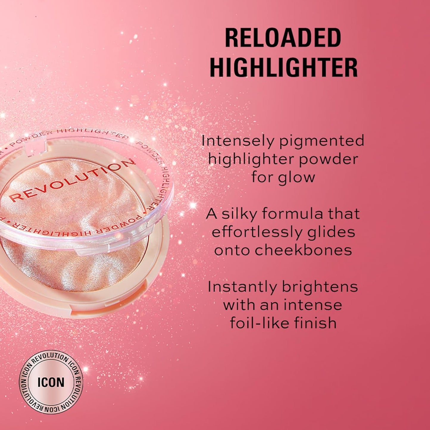 Revolution, Reloaded Pressed Powder Highlighter, Intensely Pigmented for a High Impact Dewy Finish, Dare to Divulge, 0.22 Oz